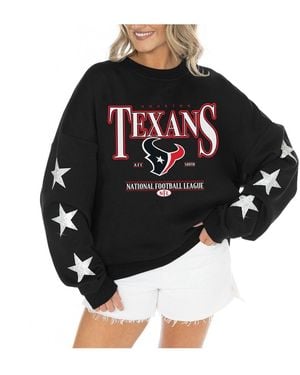 Gameday Couture Houston Texans Rhinestone Star Sleeve Settle The Score Tri-blend Pullover - Black