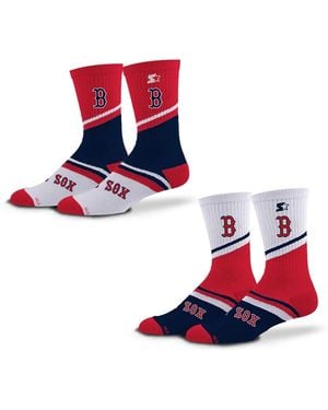 Starter And 2-pack /navy Boston Sox Old School Crew Socks Set - Red