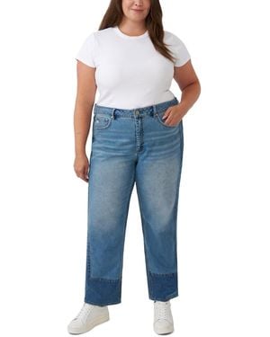 Seven7 Plus Size Pieced Straight High-rise Colorblock Jeans - Blue