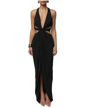 JLUXLABEL Warm Sunsets Plunging V-neck Cutout Maxi Dress - Black