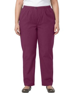Woman Within Within Straight-leg All-cotton Denim Pull-on 7-day Elastic-waist Jeans - Purple