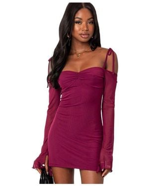 Edikted Eve Off Shoulder Knit Mini Dress in Black | Lyst