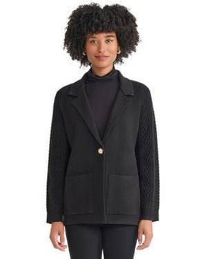 Jones New York Knit Long Sleeve One Button Blazer Pxs Xl - Black