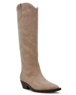 Dolce Vita Kit Knee High Cowboy Boots Regular Wide Calf - Brown