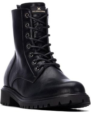 Xti Lug Sole Combat Booties - Black