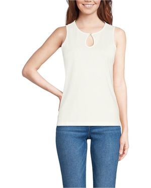 Lands' End Petite Supima Keyhole Tank - Blue