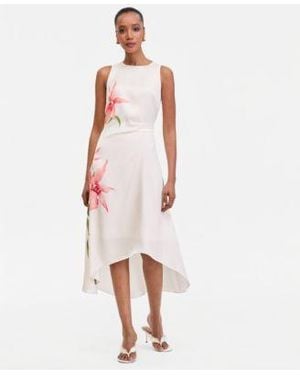 INC International Concepts Printed Asymmetric Midi Dress Macys Exclusive - White