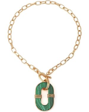 Robert Lee Morris Malachite Link Reversible Pendant Necklace - Metallic
