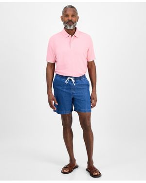 Club Room Drawstring Chambray Shorts - Blue