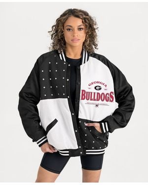 Gameday Couture Black Georgia Bulldogs Oversized Inner Drive Varsity Rhinestone Full-snap Bomber Jacket