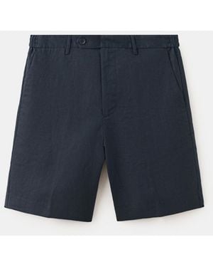 Mango Linen 8.54" Bermuda Shorts - Blue