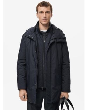 Mango Detachable Water-repellent Quilted Parka - Blue