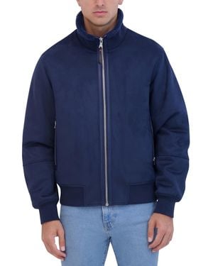 Robert Graham Faux Suede Stand Collar Zip Jacket - Blue