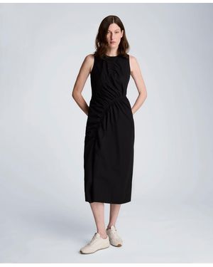 Kenneth Cole A-line Ruched Midi Dress - Black