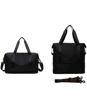 Aronkl Expandable Dry-wet Separation Yoga Workout Carry On Duffle Bag For Lifestyle Weekend Walking And Casual Outdoor Workout - Black