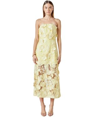 Endless Rose Strapless Floral Embroidered Maxi Dress - Metallic