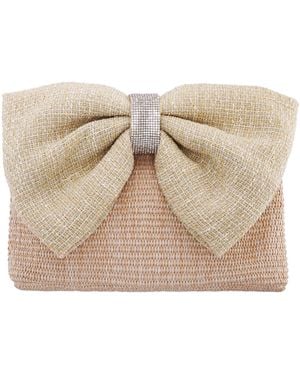 Nina Tula Straw Bow Small Satchel Handbag - Natural