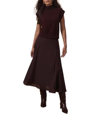 Mint Velvet Full Midi Skirt - Brown