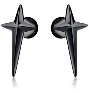 Metallo Stainless Steel Cross Stud Earrings - Black