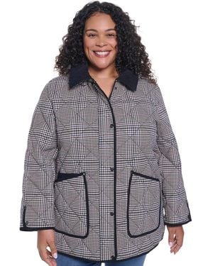 DKNY Plus Size Corduroy Collar Coat - Gray