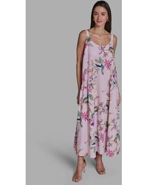 BCBGMAXAZRIA Commuter Printed Scoop Neck Maxi Dress - Pink