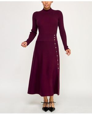Invitee Long Sleeve Fit & Flare Sweater Dress - Purple