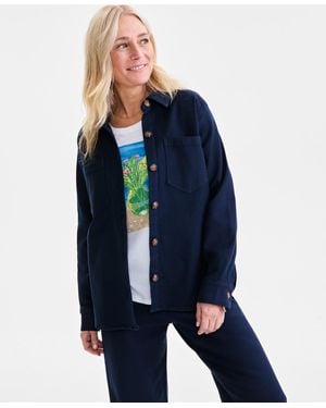 Style & Co. Stretch Twill Shirt Jacket - Blue