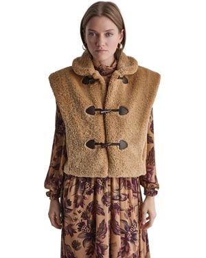 BCBGMAXAZRIA Faux Fur toggle Vest - Brown