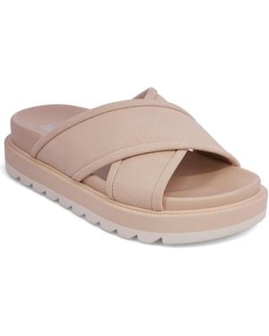MIA Teresa Crisscross Platform Slide Sandals - Pink