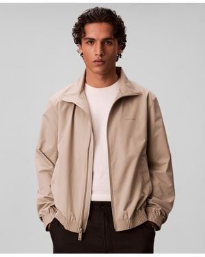 Calvin Klein Lightweight Windbreaker Stand Collar Jacket - Natural