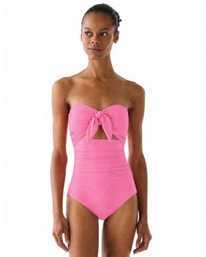 Kate Spade Tie Front Bandeau Cutout One-piece Swimsuit - Pink