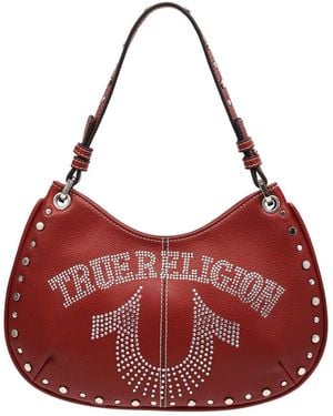 TRUE RELIGION Studs And Bling Horseshoe Hobo Bag - Red