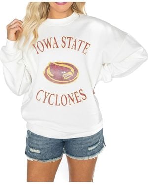Gameday Couture Iowa State Cyclones Good Vibes Premium Fleece Drop Shoulder Pullover Sweatshirt - White