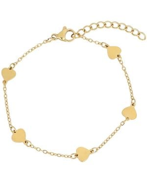 Adornia Tone Stainless Steel Adjustable Heart Station Bracelet - Metallic