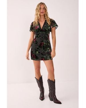 slim fit dress slacks Winslet Off Shoulder Velvet Dress Dark Green