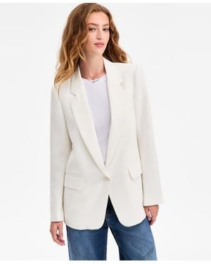 BarIII Oversized Crepe Blazer - White