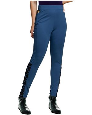 Standards & Practices Interlaced Mesh leggings With Side Pockets - Blue