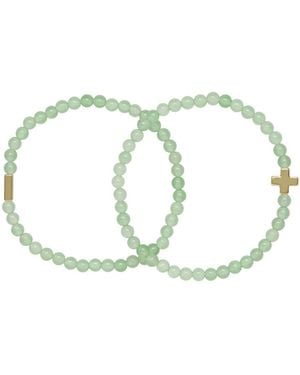 charged Stone Beaded 2 Pieces Bracelet Set - Multicolor