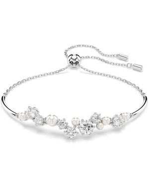 Swarovski Constella Round Cuts Rhodium Plated Bangle Bracelet - White