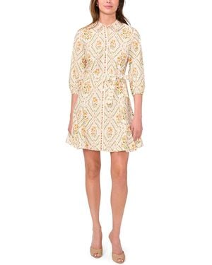 Msk Petite Belted Collared Shirt Dress - Natural