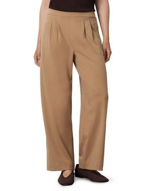 Cable & Gauge Pleated Wide-leg Pull-on Pants - Natural