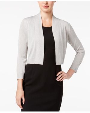 Calvin Klein Three-quarter-sleeve Glitter Cardigan - Metallic