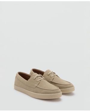 Mango Suede Leather Lace-up Shoes - Natural