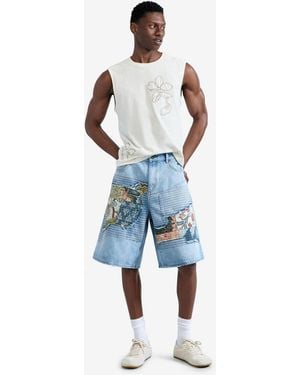 Desigual Denim Bermuda Patches - Blue