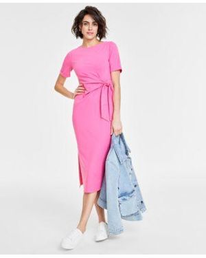 On 34th Crewneck Wrap Tie Dress Created For Macys Xxs 4x - Pink
