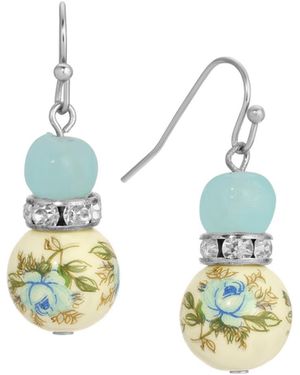 2028 Rose Bead Drop Earrings - Blue