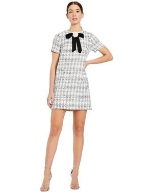 Mac Duggal Mug duggal Bow Short Sleeve Boucle Mini Dress - White
