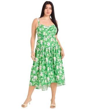 June + Vie June + Vie Plus Size High-low Midi Dress - Green