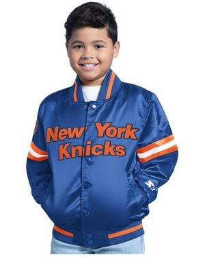 Starter Big Boys And Girls New York Knicks Scrimmage Full-snap Varsity Jacket - Blue