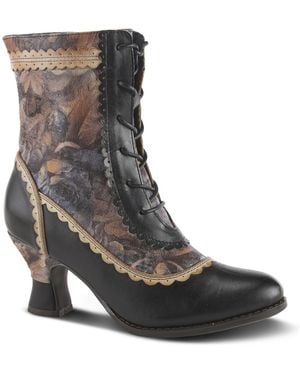 L'ARTISTE Spring Step Bewitch-floral Lace-up Bootie - Black